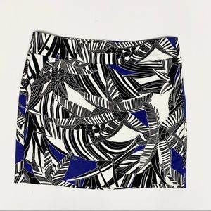 Trina Turk Black & Blue Print Mini Skirt, Size 6